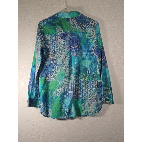 Chicos Women’s Size Small (0) Long Sleeve Button Down Shirt - Multicolor Pastel - Picture 3 of 5